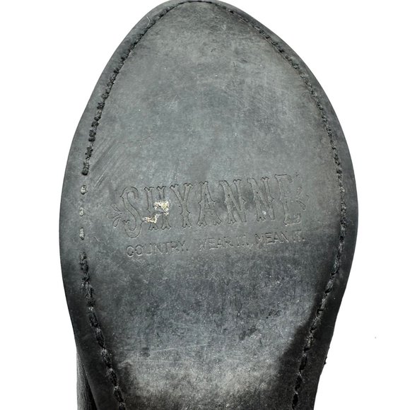 Shyanne Slouchy Western Cowboy Boot in Black Leather Silver Toe Tips Size 9 - Picture 10 of 16